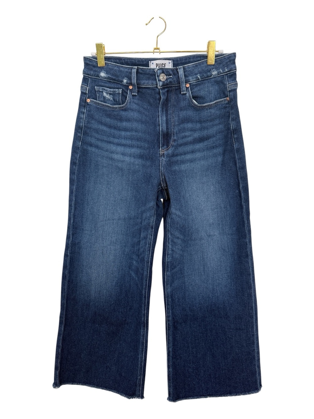 PAIGE Anessa High Rise Cropped Wide Leg Jeans Blue Size 28